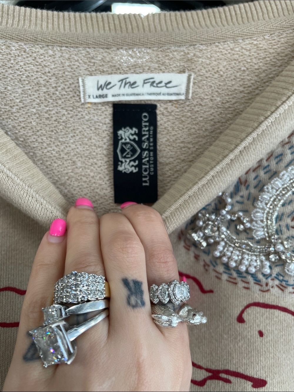 Free People Beige Yellowstone Embellished Crewneck Sweater - Picture 7 of 16